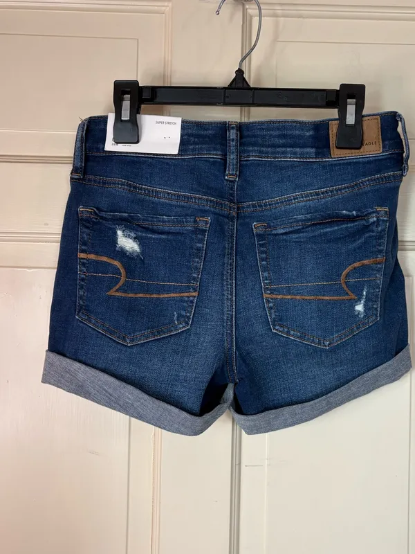 American Eagle Midi Cuffed Dark Blue Shorts Stretch Low Rise Women’s Size 0 NWT - Image 9