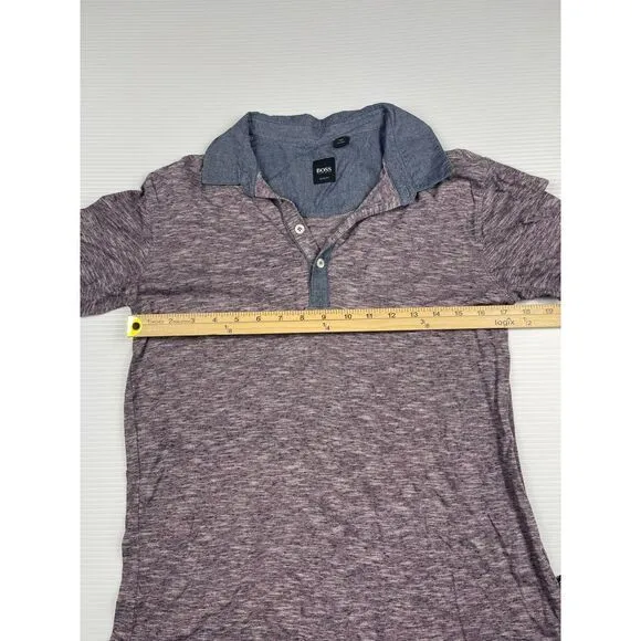 Hugo Boss‎ Slim Fit Heathered Polo Shirt with Chambray Collar women's M - Image 7
