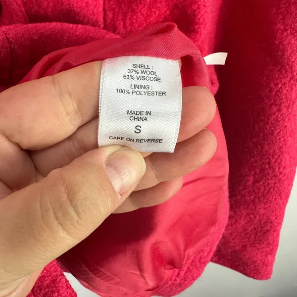 New York & Company Peacoat Women Small Pink Wool Blend Double Breasted Jacket - Image 3