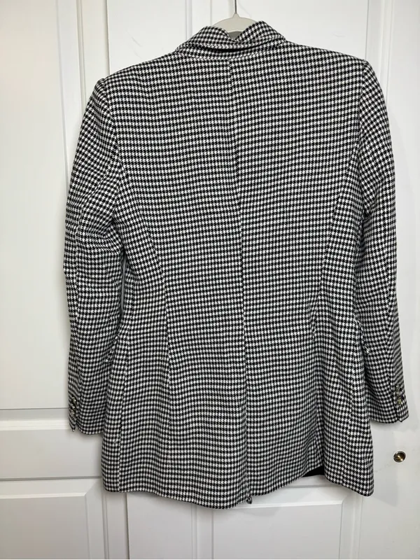 Zara Women’s Houndstooth Double Breasted Blazer Black White Size M Jacke - Image 5