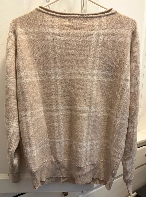 Cozy Plaid Crewneck Sweater - Beige / Cream Size S - Image 6