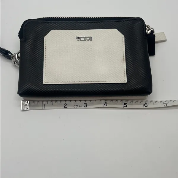 TUMI Double Zip Leather Phone Case Travel Wallet‎ Wrist Clutch - Image 9