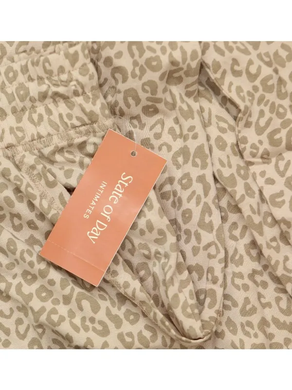 NWT State of Day Womens Knit Printed Jogger Pants Soft Leopard Brown 2XL - Image 4