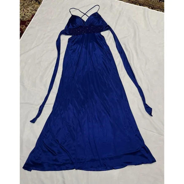 B. Darlin Royal Blue Formal Gown Size 1/2 Junior Prom Dress Side Cutout Ruched - Image 7