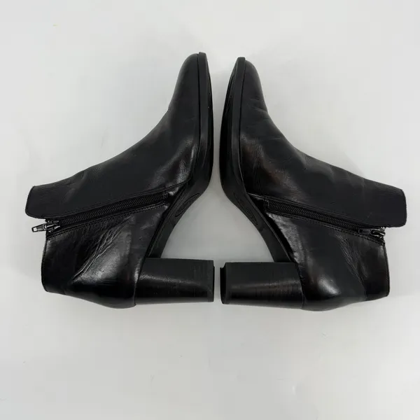 Born Black Leather Ankle Boots Block Heel Side Zip Womens Size 11‎ Comfort - Image 6