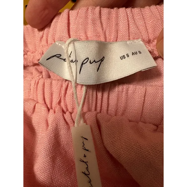 Petal + Pup Pink Linen Blend Halter Tie Waist Tiered Maxi Dress Small‎ NEW - Image 5