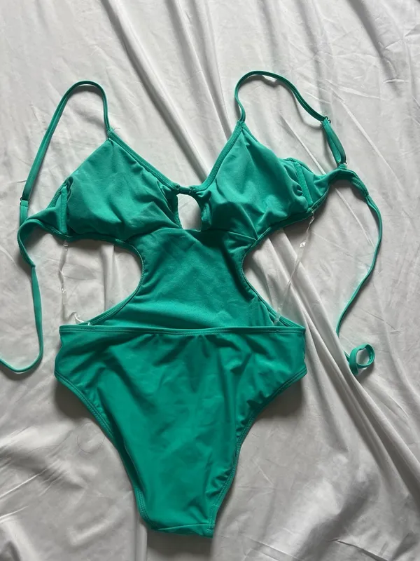 Teal Cutout One-Piece Swimsuit - Image 2