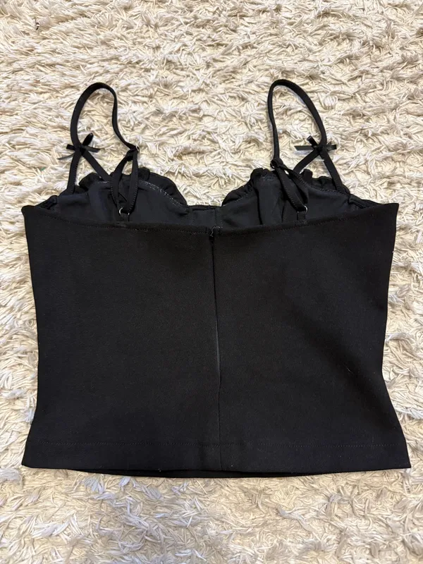 ASTR The Label Black Tank Top with Bow Details - Image 2