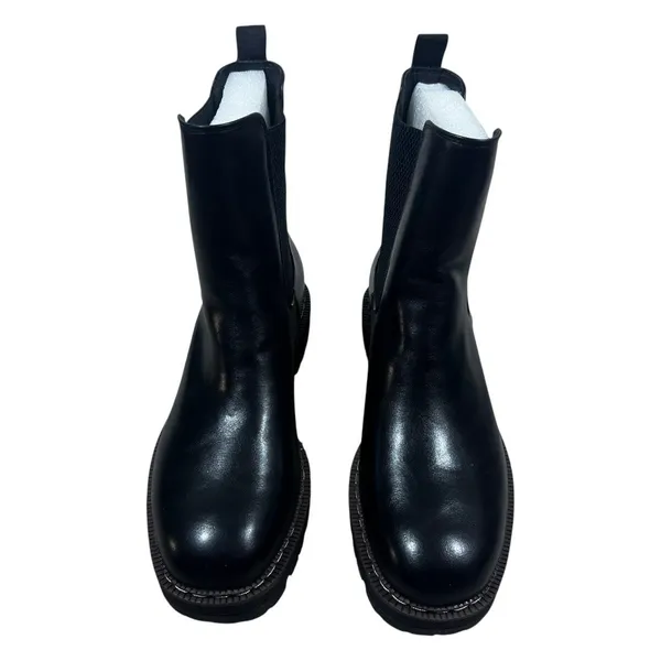 NWT Athlefit Chelsea Solid Ankle Boots Black Chunky Lug Sole Edgy Size 11 - Image 2