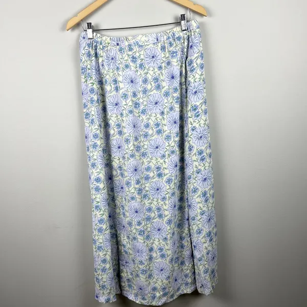 April Cornell‎ Maxi Skirt Womens Small Blue Yellow Floral Boho Buttons Stretch S - Image 8