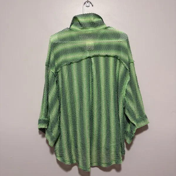 Free People NWT Green Line Up Mesh Oversized Button Down Top Size Medium - Image 5