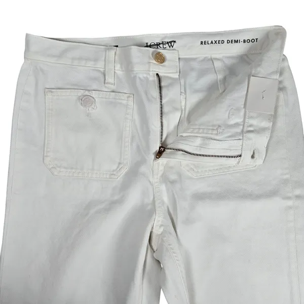 J. Crew Sailor mid-rise relaxed demi-boot‎ jean in white 27 BZ728 NWT - Image 4
