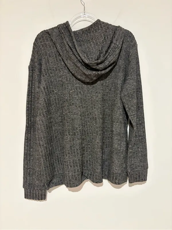 Witsmile ribbed zip up hoodie grey size large - Image 3