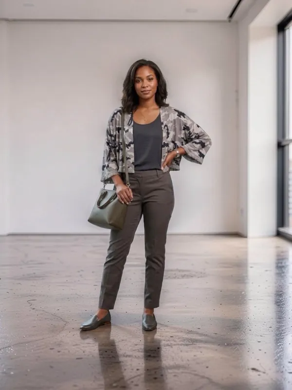 Chaser Camouflage Open Front Jacket in Taupe, Olive & Black - Image 2