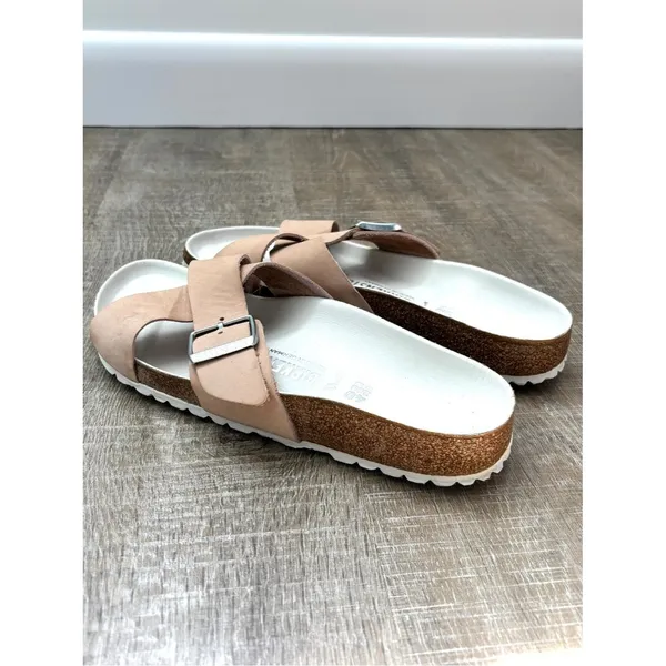 Birkenstock Siena Big Buckle Leather Nubuck Slides Sandals Light Pink Womens 40 - Image 10