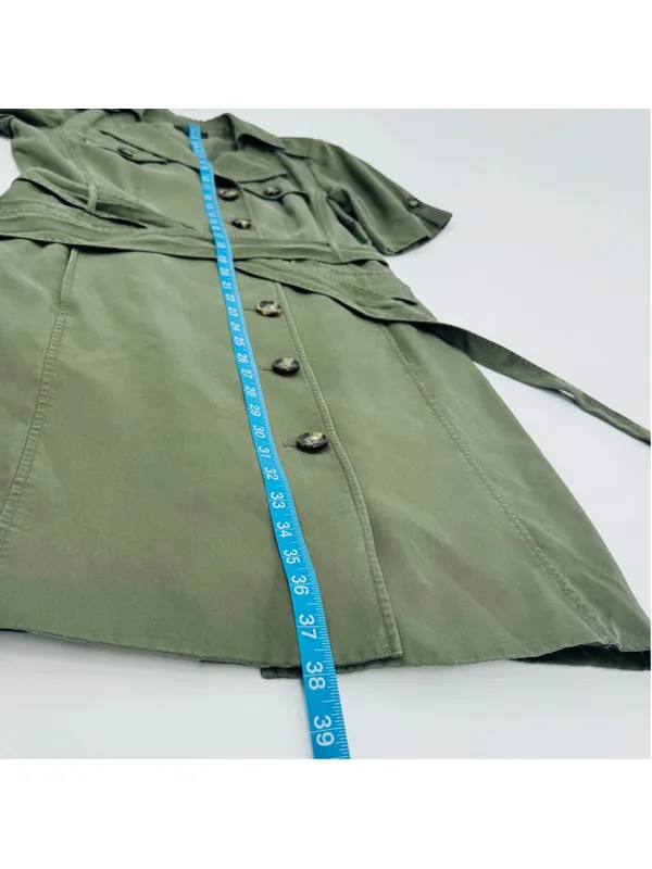 Tahari Olive Midi Shirt Dress Size 6 Military Inspired - Image 8