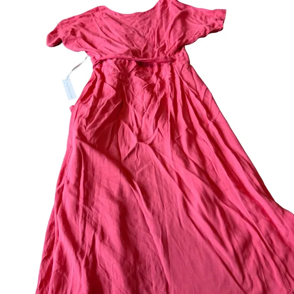 Young Fabulous & Broke Short Sleeve Wrap Dress Bold Pink Flowy Ruffle Medium NWT - Image 9