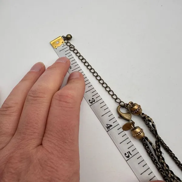 Chico’s multi-strand gold & black marbled‎ pendant statement necklace layered - Image 8
