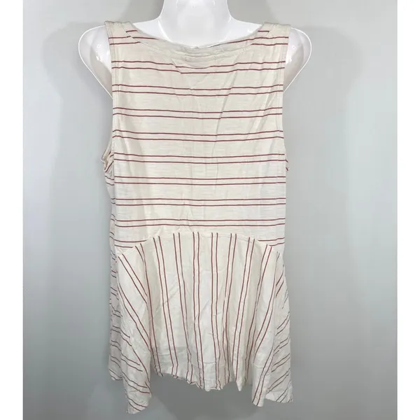 Maeve Anthropologie Ivory Red Striped Handkerchief Hem Tank Top Women Medium - Image 5