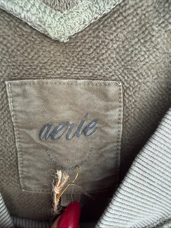 aerie oversized  Washed Light Gray V-Neck Sweater - Image 2