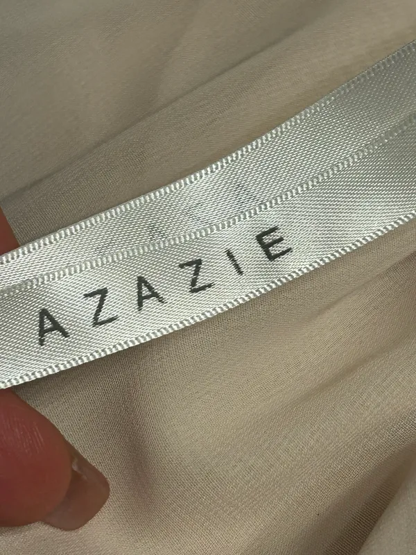 Azazie Pink Wide Leg Chiffon Pants, M - Image 4