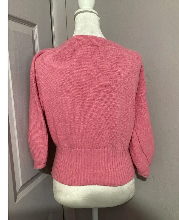 Knitted & Knotted Light Pink Knit Half Sleeve Blouse XS - Image 4