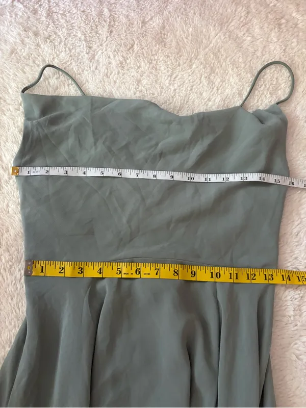Lulus Romantically Speaking Sage Green Cowl Lace-Up Maxi Dress Size Medium - Image 8