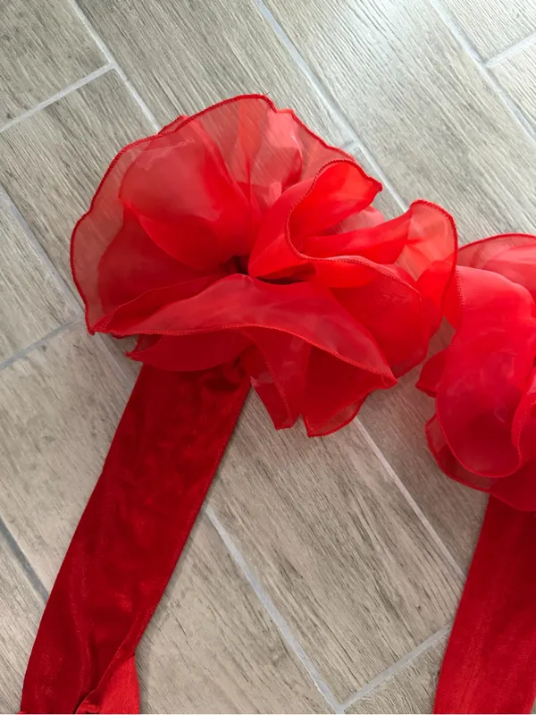 Victoria's Secret Dramatic Red Velvet Gloves with Ruffle Cuffs - Image 3