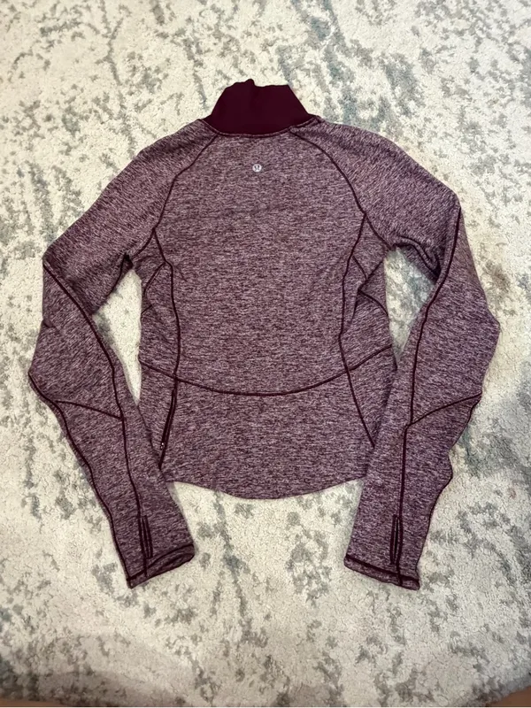 Lululemon Always Alert 1/2 Zip Pullover Heathered Garnet Running Top Sz 2 - Image 4
