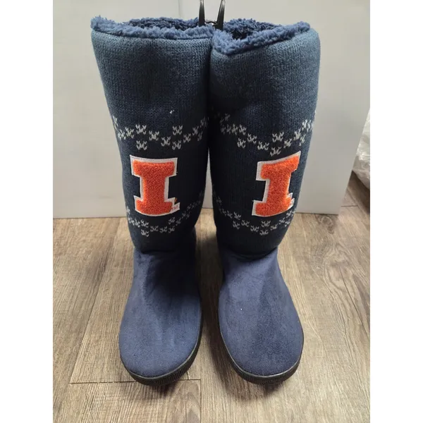 Campus Footnotes NWT Illinois Fighting Illini Boots Navy Tall Sweater 9/10 - Image 2