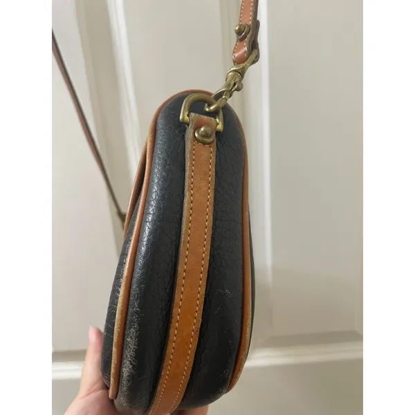 Vintage Dooney & Bourke Horseshoe Brass Bit Clutch Saddle Bag Black USA - Image 9
