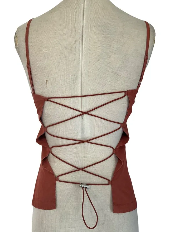DRAE Shirred Backless Camisole in Small Womens Sleeveless Tank Top - Image 6