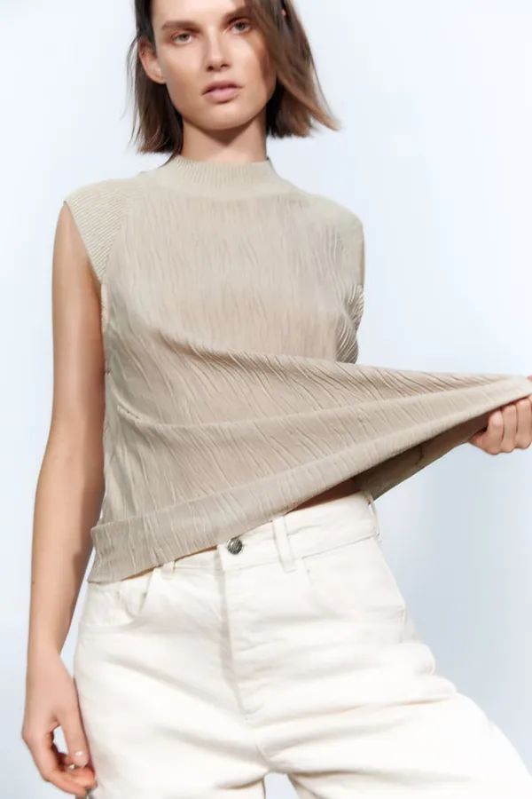 ZARA Combined Pleated Top - Image 2