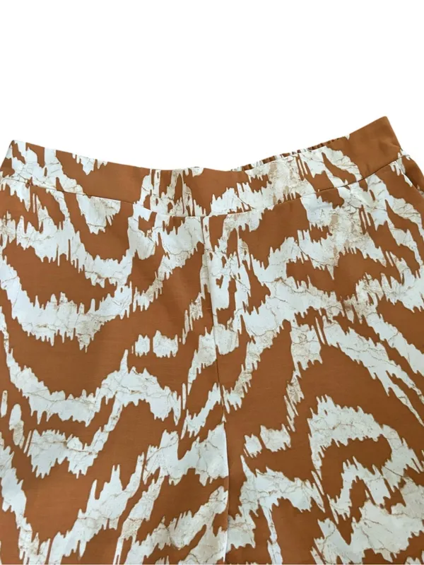 Nine West Wide Leg Cropped Pant Sz XL Fluid Zebra Print Brown/Cream Pockets - Image 3
