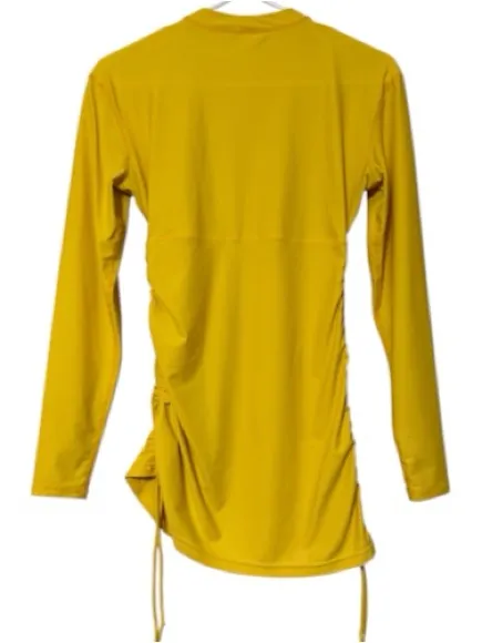 SAILBEE medium Swim Coverup Dress UPF Sun Protection Yellow Long Sleeve cinched - Image 2