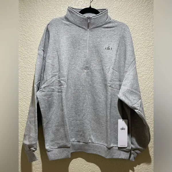 ALO Yoga NWT Accolade 1/4 Zip Pullover Athletic Heathered Grey Size L - Image 6