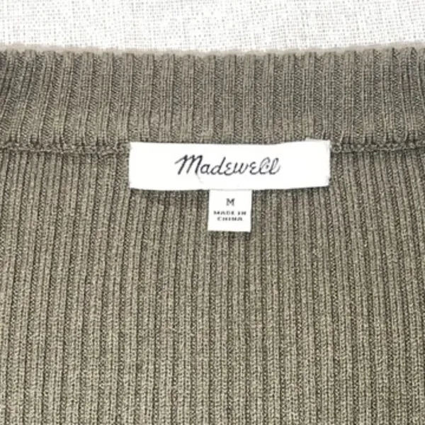 Madewell | Olive Ruffle-Cuff Henley Sweater | Medium - Image 9