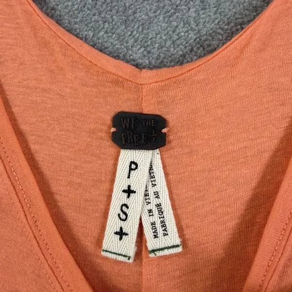 WE THE FREE Orange Trapeze High Low Tank Top Women's Small Linen Blend Flowy New - Image 3