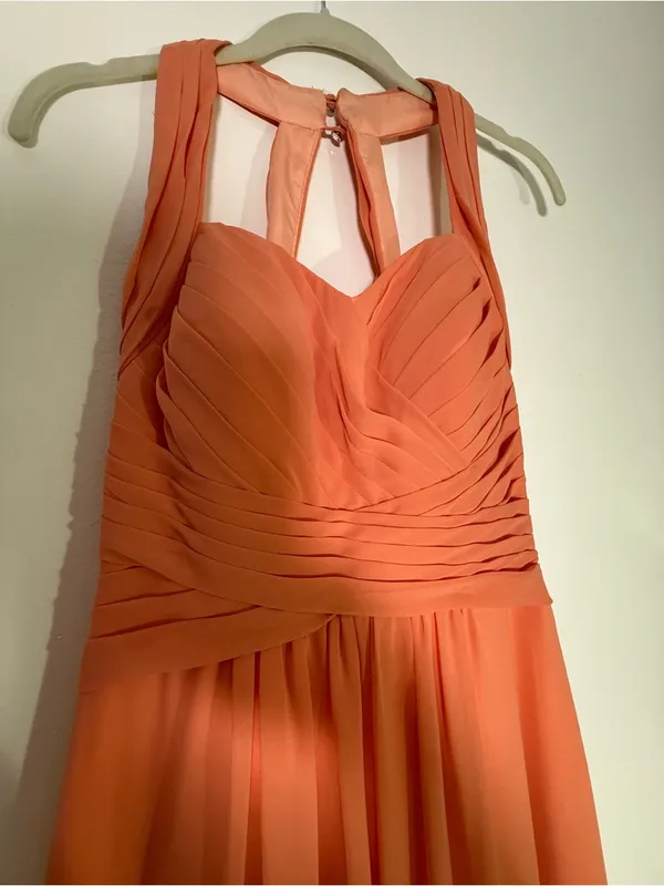 Y2K Azazie Coral Chiffon Evening Gown/ Prom Dress - Image 6