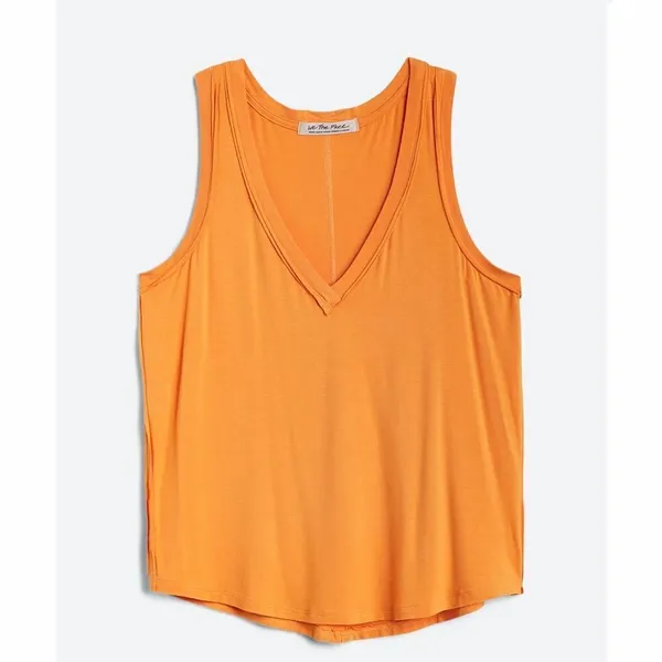 Free People Orange Moon Dance Knit Oversized V Neck Tank Top - Image 3