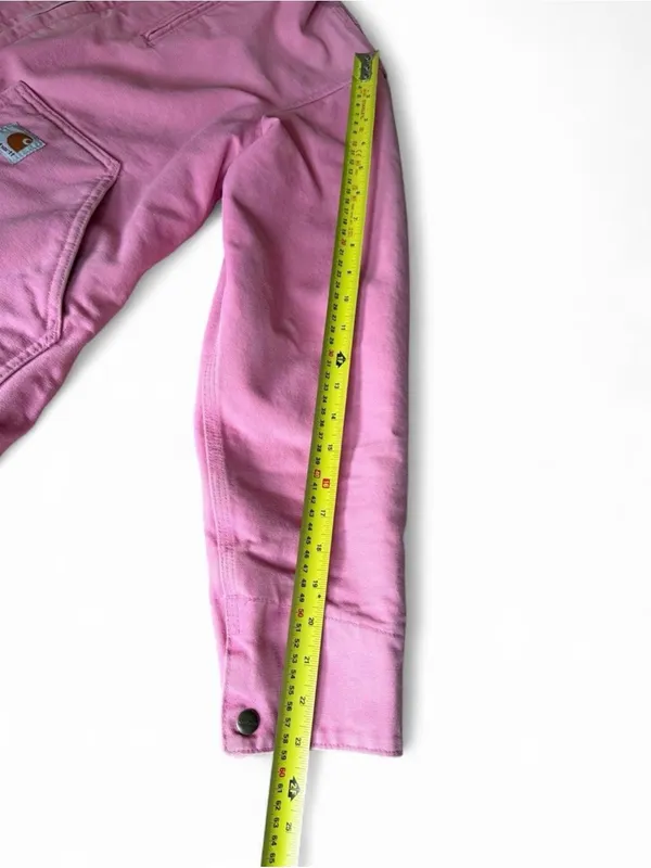 VTG Carhartt Women's RARE Pink Sherpa Lined WIP Work Jacket Size M WJ022 PKR - Image 11