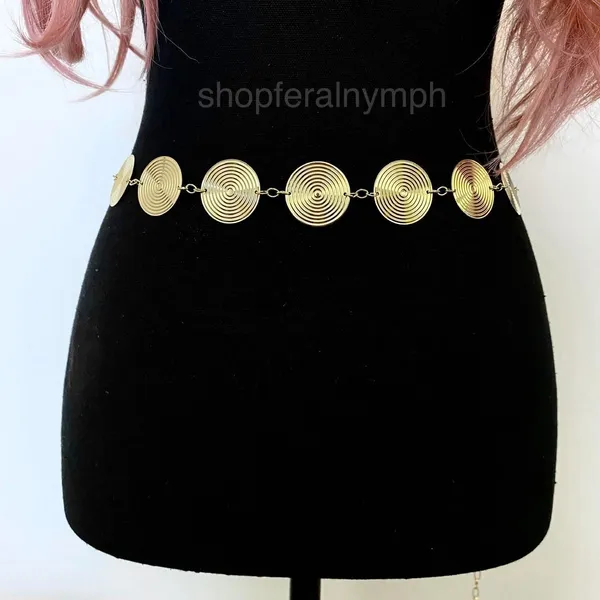 Gold Y2K Spiral Swirl Disc Chain Belt, Fits 15.5-42 Inches, X7GA1282 - Image 4