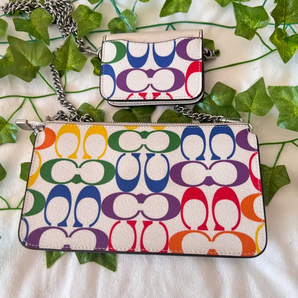 Coach Poppy Crossbody With Card Case In Rainbow Signature Canvas c4697 - Image 2