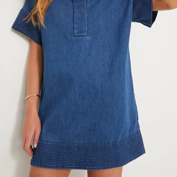 Tuckernuck Denim Trapunto Stitch Sofia Shirt Dress - Image 3