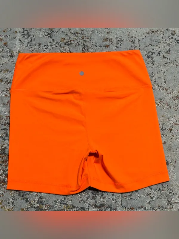 Yogalicious High-Waisted Neon Orange Biker Shorts size Medium - Image 9