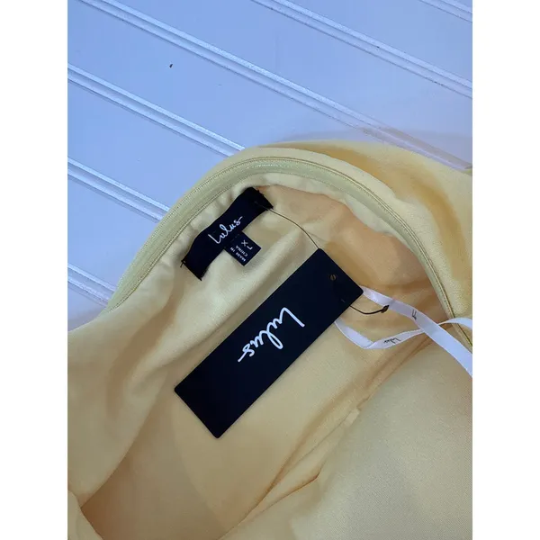 NWT Lulus Twist and Make Up Light Yellow One-Shoulder Bodycon Midi Dress Size XL - Image 4