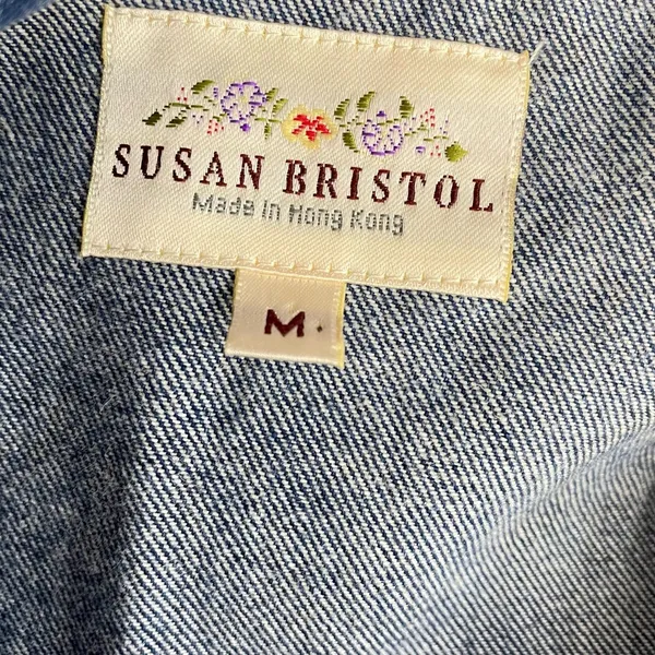 Susan Bristol Vintage Patchwork Embroidered Denim Boho Western Country Vest M - Image 10