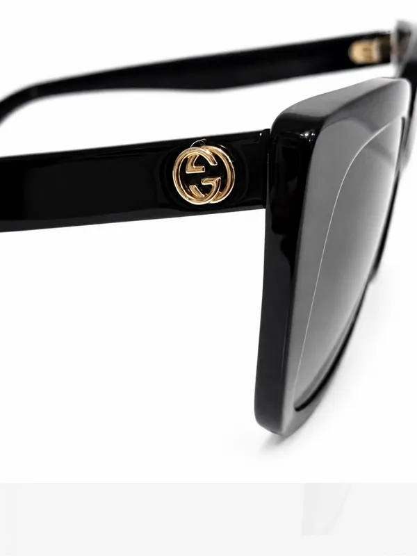 Gucci GG Logo Oversized Square Black Sunglasses Classic Black Cat-Eye Sunglasses - Image 2