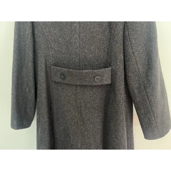 VTG Stephanie Matthews 100% Wool Charcoal Gray Button-Up Maxi Coat Dark Academia - Image 4