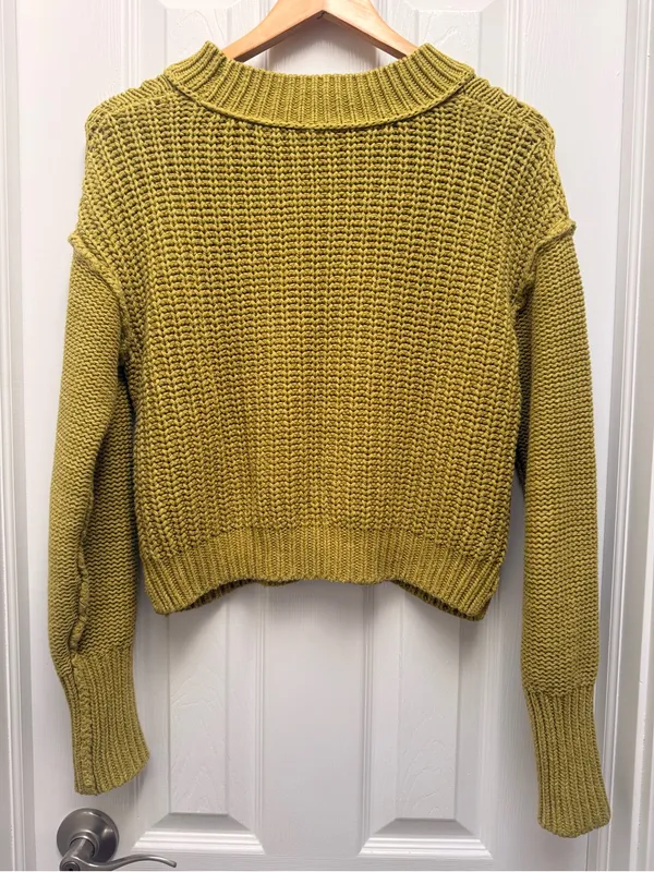 Free People Bell Song Pullover Jumper‎ Sweater Knit Green size Small - Image 3